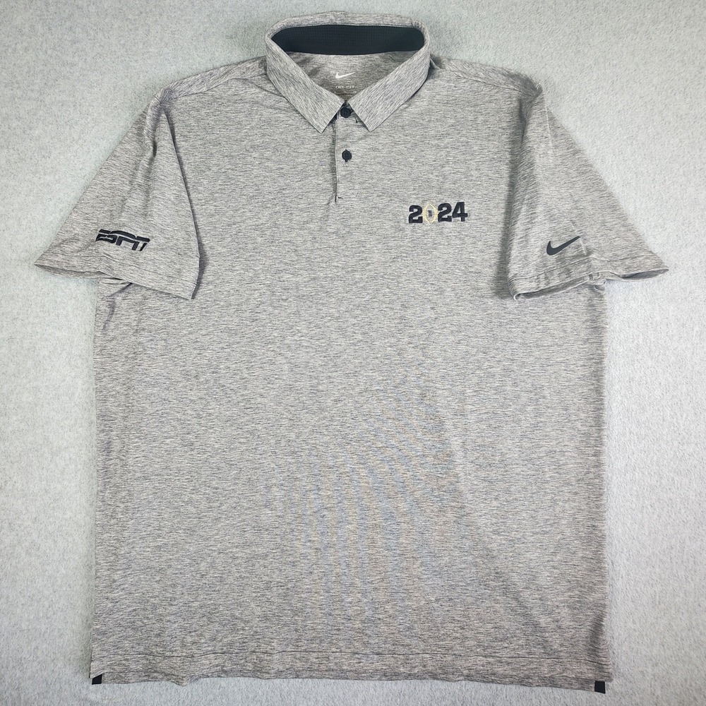 Nike Dri-Fit Polo Shirt Mens XL Gray ESPN Embroidered Golf Performance